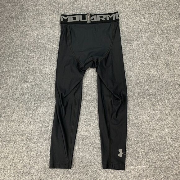 Under Armour Compression Leggings Mens 11 Black Fitted Stretch Gym Workout - Picture 5 of 8